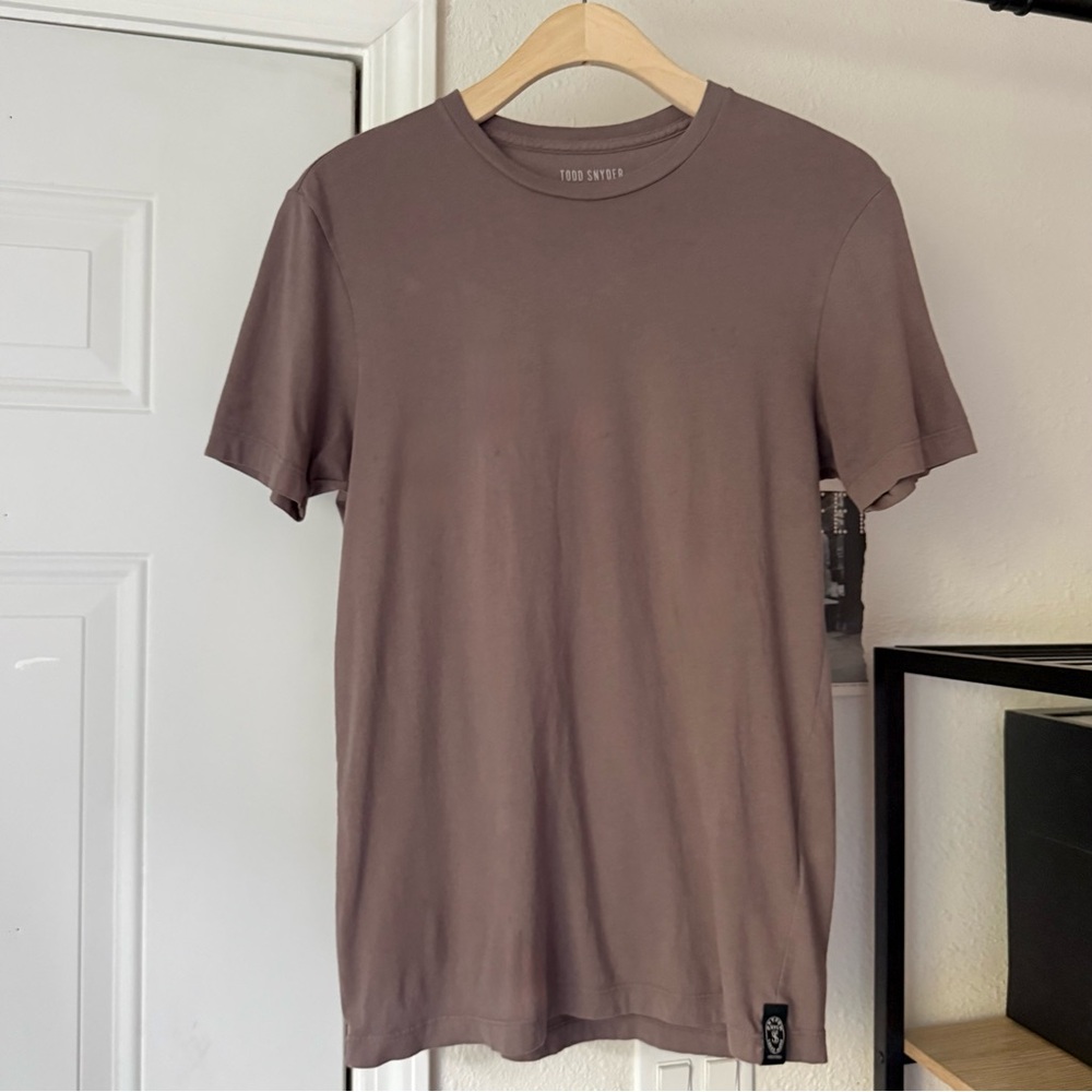 TODD SNYDER tan mauve brown‎ jersey knit crew neck short sleeve tee t-shirt